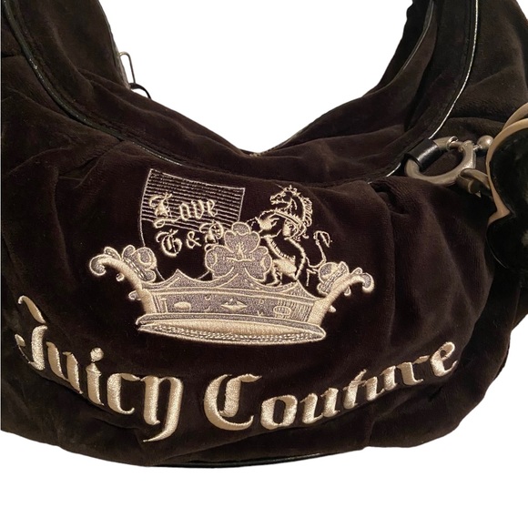 Vintage Y2K Juicy Couture Velour Velvet Bag Purse Rare Heart Mirror Charm - Picture 5 of 14